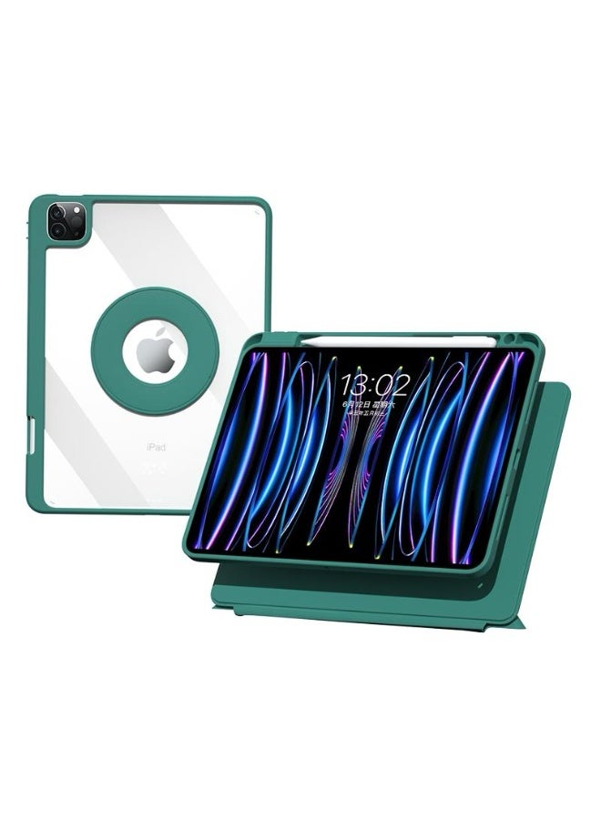 KLIK Stylish iPad Magnetic Case with Apple Pencil Case Foldable Stand [2023 Upgrade] 360 Rotation, Magnetic Slide Rails Design for iPad Case Green..