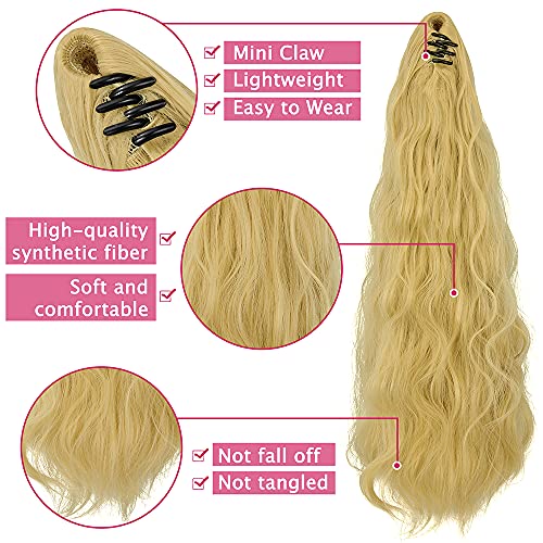 SLLIE Ponytail Extension Claw Clip in Long Wavy Curly Hair Extension Jaw Clip Ponytail Hairpiece Synthetic Pony Tail 18 Inch - Image 5