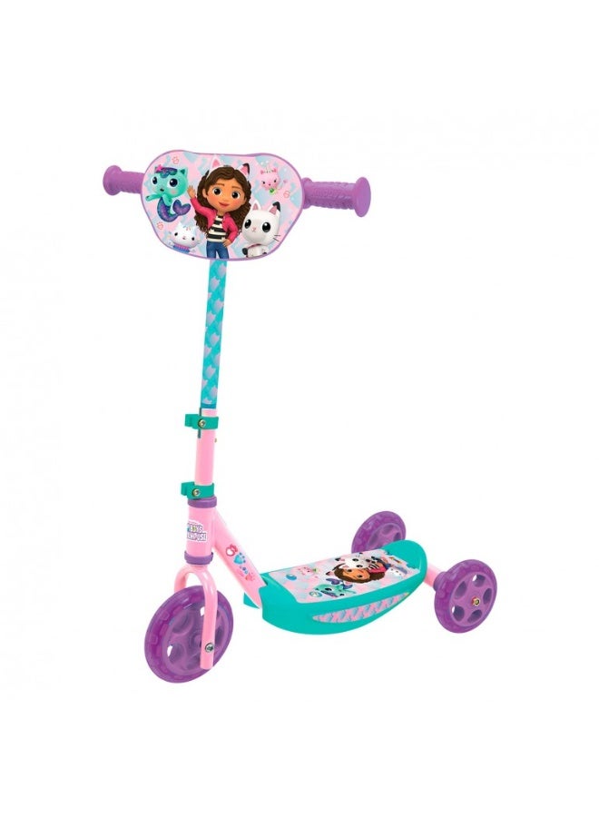 Smoby DreamWorks Gabby’s Dollhouse 3-Wheel Toy Scooter for Kids Aged 3+, Height-Adjustable Handlebars, Sturdy Metal Frame, Non-Slip Deck & Silent Smooth Wheels, Girl Gift - Image 1