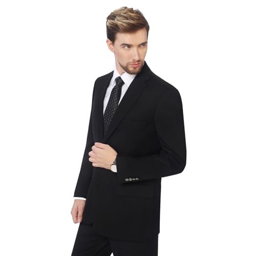 P&L Men's Classic Fit Blazer Elegant Suit Jacket Stretch Sport Coat for Business Daily Wear, Regular and Big & Tall Sizes Black - Image 1