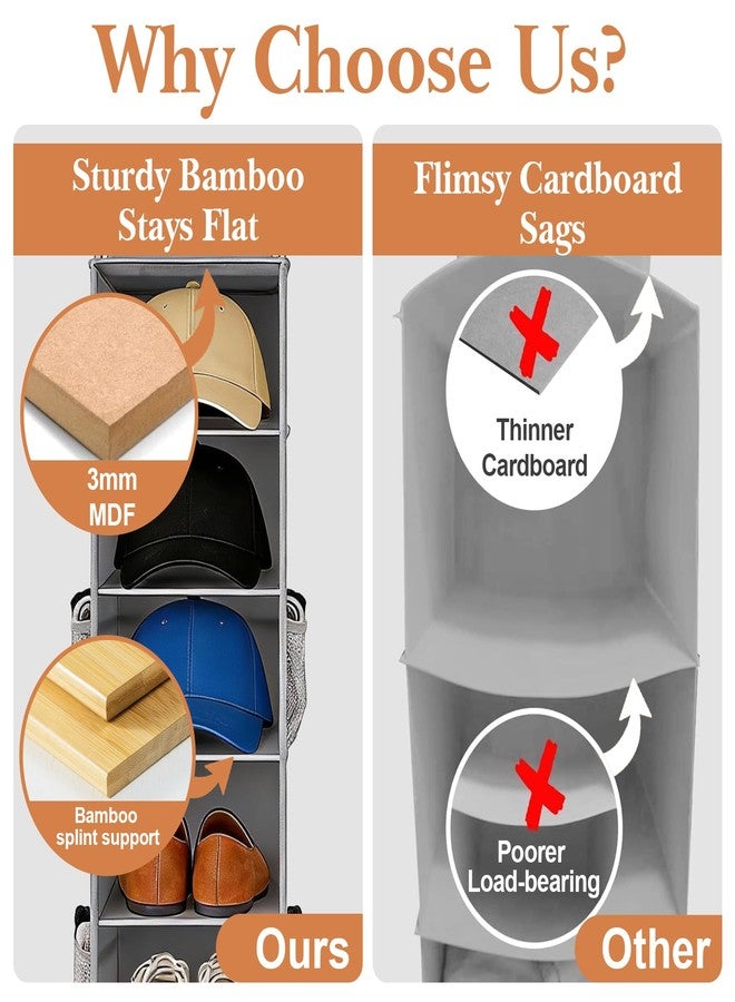 VERONLY Hanging Shoe Organizer for Closet - 8-Shelf Hanging Storage with Side Mesh Pockets,Wider Shelves for Shoes,Clothes,Baseball Caps (9" W × 11.8" D × 54" H) Grey - Image 3
