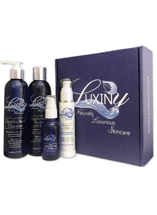 Luxiny Anti Aging Skin Care Set For Women And Men By Luxiny 4 Step Skin Care Kit Includes Glycolic Acid Face Wash Glycolic Acid Toner Pure Hyaluronic Acid Serum Vitamin C Moisturizer For Face - Image 2