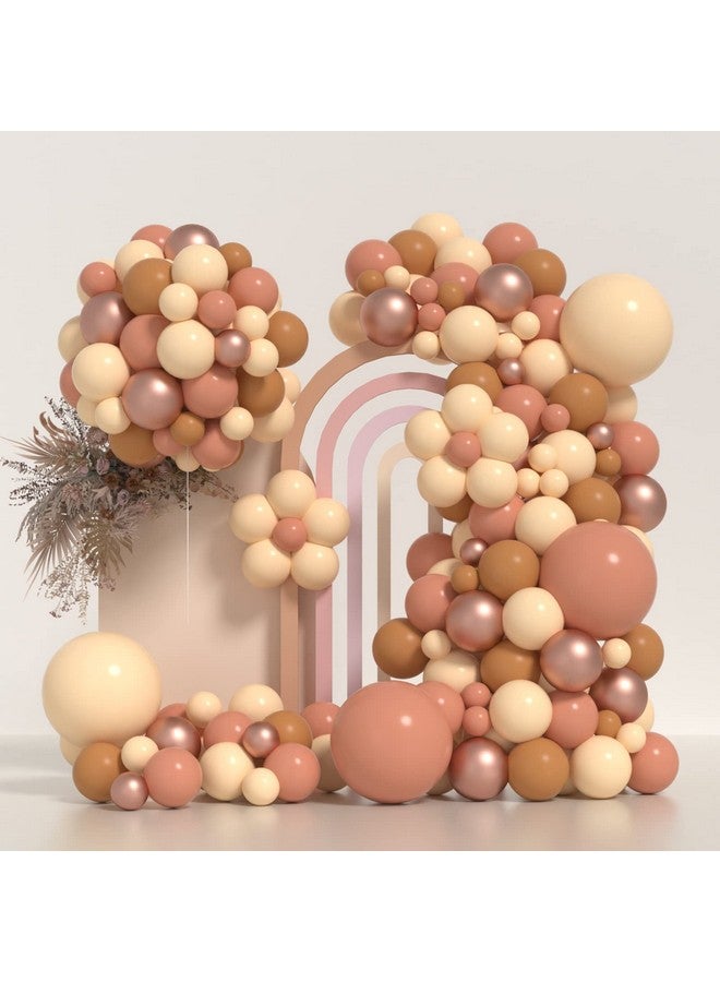 Janinus Boho Balloon Arch Dusty Rose Balloon Garland Kit 130Pcs Dusty Pink Blush Rose Gold Brown Nude Balloons Baby Shower Girl Balloons for Party Decorations Bachelorette Baby Shower Suppliers - Image 4