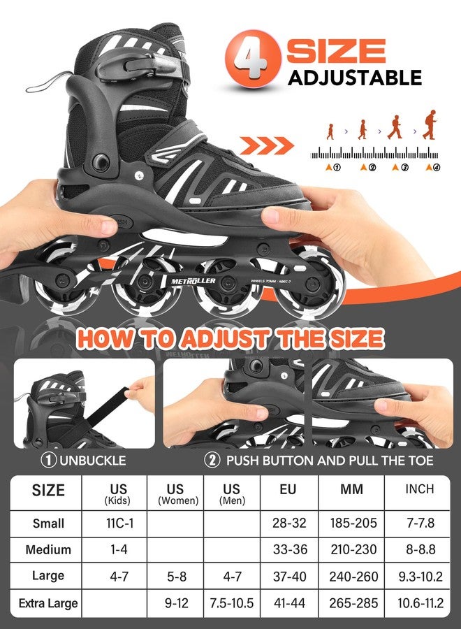 METROLLER زلاجات مترولر قابلة للتعديل للبنات والأولاد بعجلات مضيئة، زلاجات ممتعة للأطفال والشباب، شفرات للمبتدئين، مناسبة للأعمار من 5 إلى 8 سنوات ومن 8 إلى 12 سنة، للبالغين، للاستخدام الخارجي - Image 2