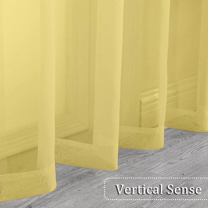 OVZME 2 Pack: Basic Mustard Yellow Sheer Curtain 84 Inches Long for Bedroom, Airy Light Filtering Voile Drapes for Living Room, Each 42W x 84L - Image 5
