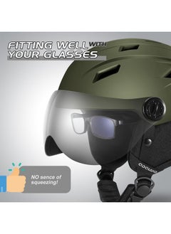 Odoland Ski Helmet With Ski Goggles Light Weight Snowboard Helmet And 2In17 Visor Detachable Goggles Set Snow Sport Helmets For Men Womenolive Greens  - Image 3