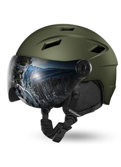 Odoland Ski Helmet With Ski Goggles Light Weight Snowboard Helmet And 2In17 Visor Detachable Goggles Set Snow Sport Helmets For Men Womenolive Greens  - Image 2