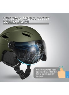 Odoland Ski Helmet With Ski Goggles Light Weight Snowboard Helmet And 2In17 Visor Detachable Goggles Set Snow Sport Helmets For Men Womenolive Greens  - Image 5