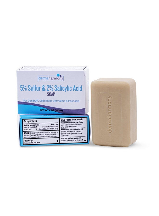 Dermaharmony 5% Sulfur 2% Salicylic Acid Bar Soap 4 oz - Crafted for those with Seborrehic Dermatitis, Dandruff, and Psoriasis (1 Bar) - Image 2