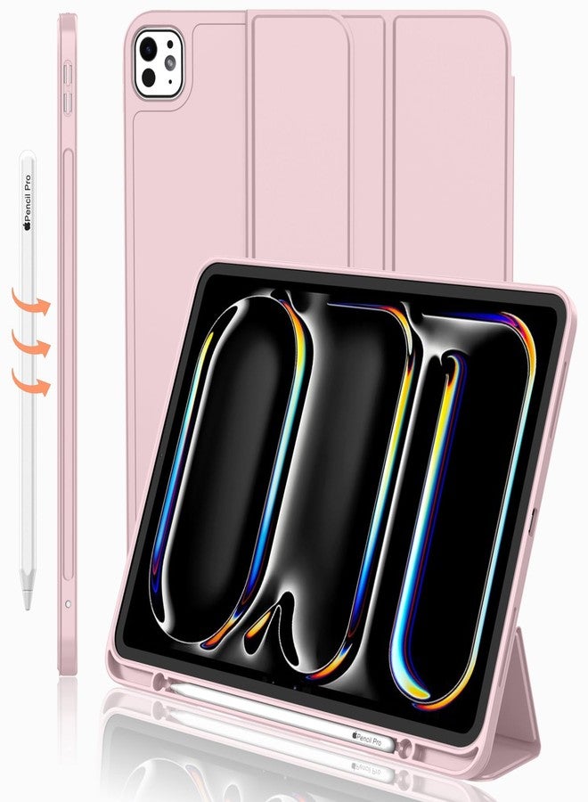 iMieet Case for iPad Pro 11 Inch (M5) 2025 /(M4) 2024 5th Gen, Trifold Stand Smart Cover with Pencil Holder and Soft TPU Back, Auto Wake/Sleep (Pink) - Image 1