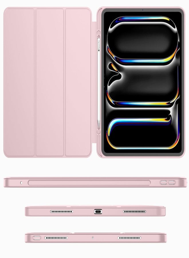 iMieet Case for iPad Pro 11 Inch (M5) 2025 /(M4) 2024 5th Gen, Trifold Stand Smart Cover with Pencil Holder and Soft TPU Back, Auto Wake/Sleep (Pink) - Image 2