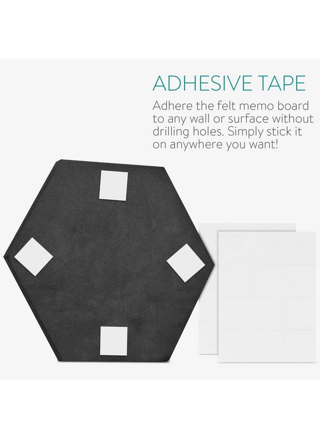 Navaris Navaris Hexagon Felt Board Tiles - Set of 6 Notice Memo Bulletin Boards with Push Pins Pack 5.9 x 7 inches (15 x 17.7 cm) - Dark Grey  - Image 3