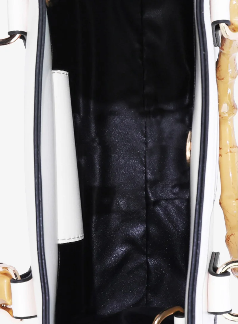 London Rag مقاس واحد White Cane Handle Hand Bag for Women | Best Price UAE