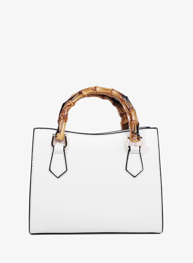 London Rag مقاس واحد White Cane Handle Hand Bag for Women | Best Price UAE