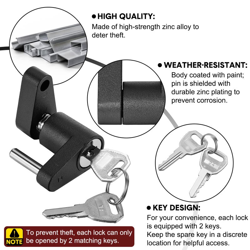 Chumia 4 Pack Black Trailer Hitch Coupler Lock with Keys, Dia 1/4 Inch 3/4 Inch Span Trailer Tongue Hitch Lock for Tow Boat Rv Truck Car's Coupler - Image 3