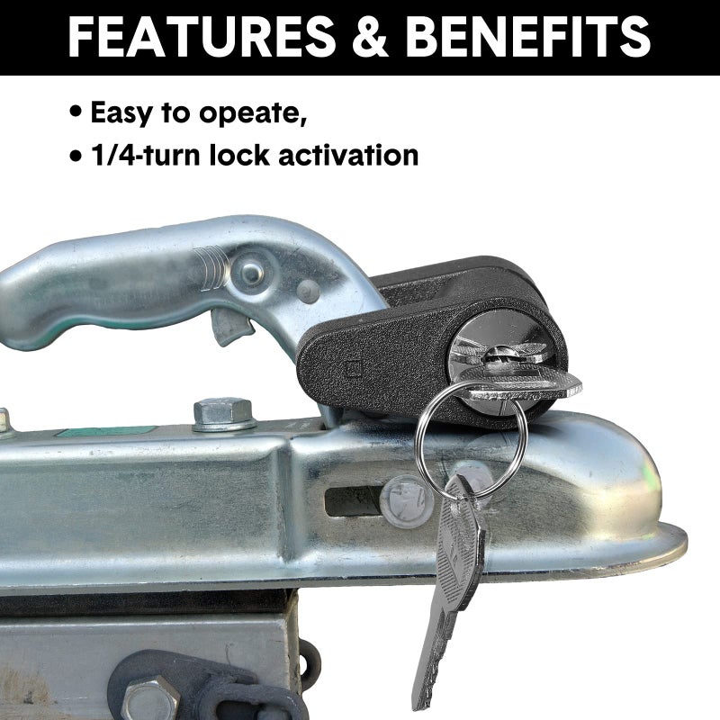 Chumia 4 Pack Black Trailer Hitch Coupler Lock with Keys, Dia 1/4 Inch 3/4 Inch Span Trailer Tongue Hitch Lock for Tow Boat Rv Truck Car's Coupler - Image 4