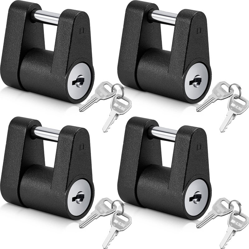 Chumia 4 Pack Black Trailer Hitch Coupler Lock with Keys, Dia 1/4 Inch 3/4 Inch Span Trailer Tongue Hitch Lock for Tow Boat Rv Truck Car's Coupler - Image 1