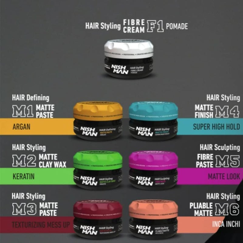 NISHMAN nish man KERATIN Hair Styling Matte Clay Wax - Men’s Hair Styling Natural Shine Strong Hold Gel Wax for Men 100ml - 3.38 Oz. (Keratin M2) - Image 5