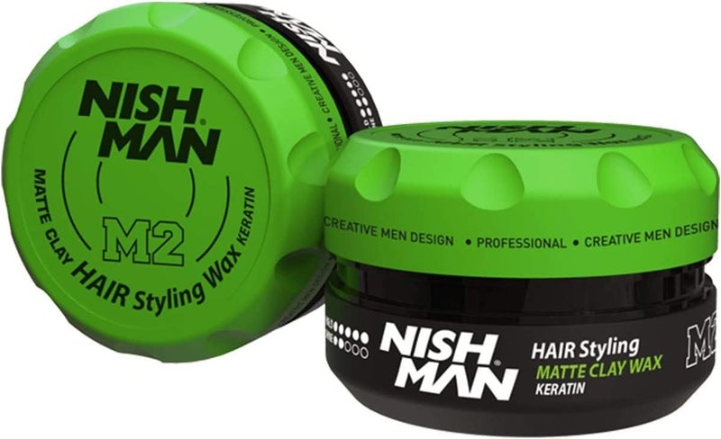 NISHMAN nish man KERATIN Hair Styling Matte Clay Wax - Men’s Hair Styling Natural Shine Strong Hold Gel Wax for Men 100ml - 3.38 Oz. (Keratin M2) - Image 1