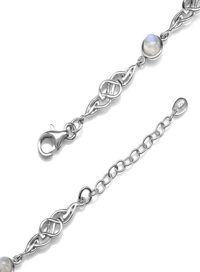 Silvershake Natural Moonstone 925 Sterling Silver Celtic Knot 7 to 8.5 Inch Adjustable Bracelet - Image 3