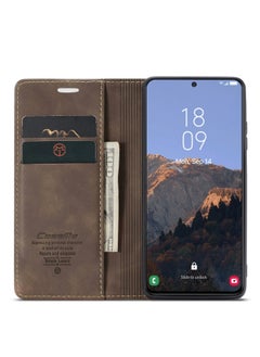 CaseMe CaseMe Samsung Galaxy S24 plus Case Wallet, for Samsung Galaxy S24 plus Wallet Case Book Folding Flip Folio Case with Magnetic Kickstand Card Slots Protective Cover - Coffee  - Image 5