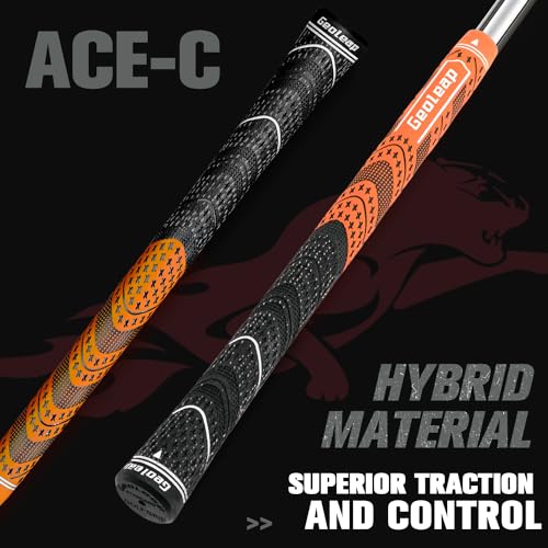 Geoleap Golf Grips Set of 13- Cord Rubber Compound Material, Hybrid Golf Club Grips, All Weather Performance.(Orange, Standard) - Image 2