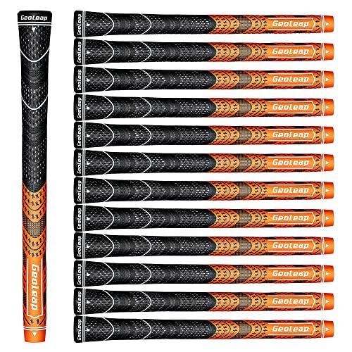 Geoleap Golf Grips Set of 13- Cord Rubber Compound Material, Hybrid Golf Club Grips, All Weather Performance.(Orange, Standard) - Image 1