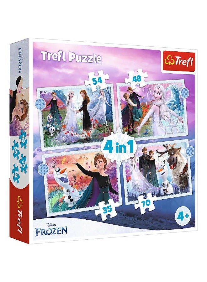 Trefl - Disney Frozen Magic in The Forest 4 in 1 Puzzle (35+48+54+70) Pieces - 34398 - Image 1