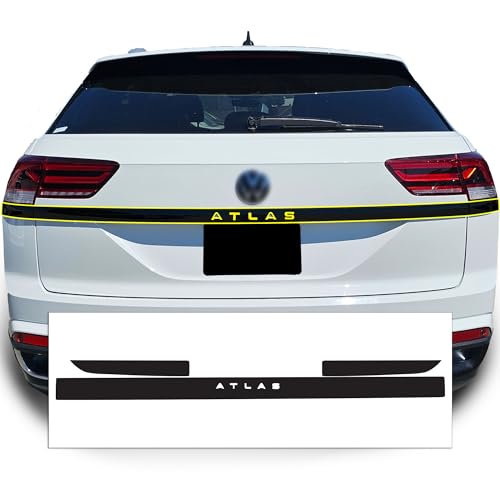 BOGAR TECH DESIGNS Rear Bumper Chrome Delete Overlay Compatible with Volkswagen Atlas 2021-2025, Gloss Black - Image 1