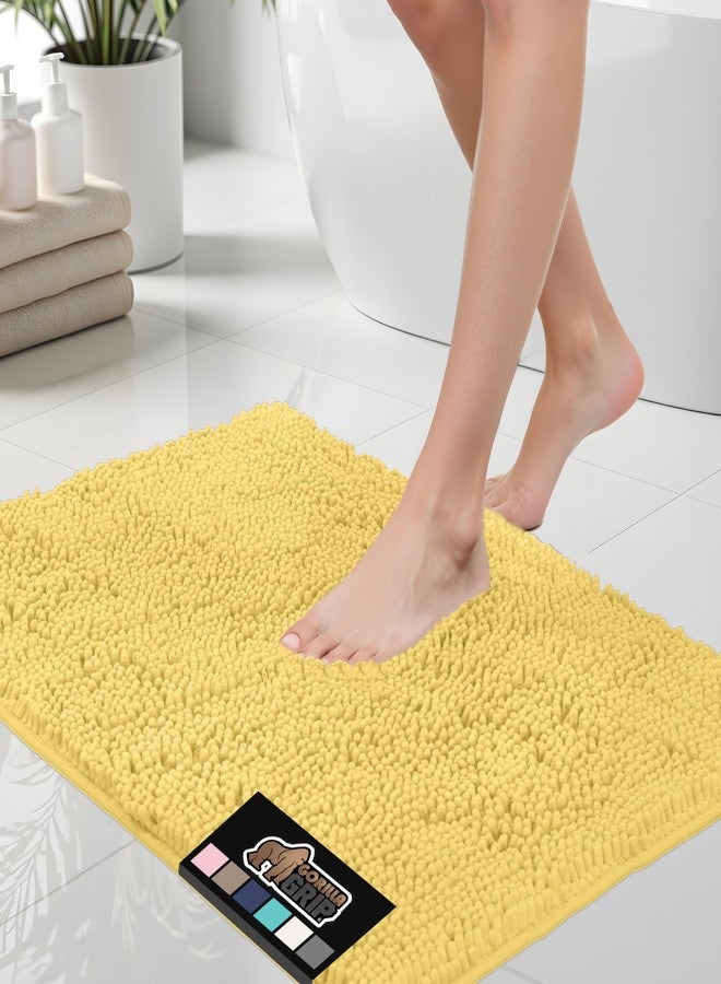GORILLA GRIP Bath Rug Mat 44x26, Thick Soft Absorbent Chenille, Quick Dry Microfiber Mats, Rubber Backing Washable Shower Floor Rugs, Bathmat Runner, US Designed Bathroom Home Decor Accessories Yellow - Image 1