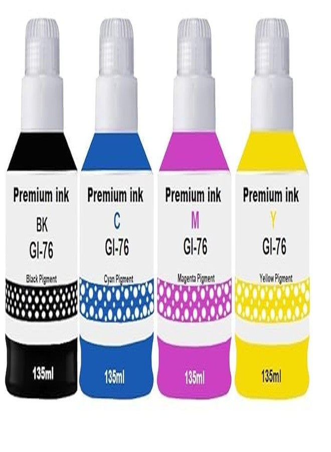 Hynear GI-76 Refill Ink Bottle Suitable for GX3070, GX3072, GX4070 Printers (170ML X 1Bottle/Black + 135ML X 3Bottle/Color) - Image 1