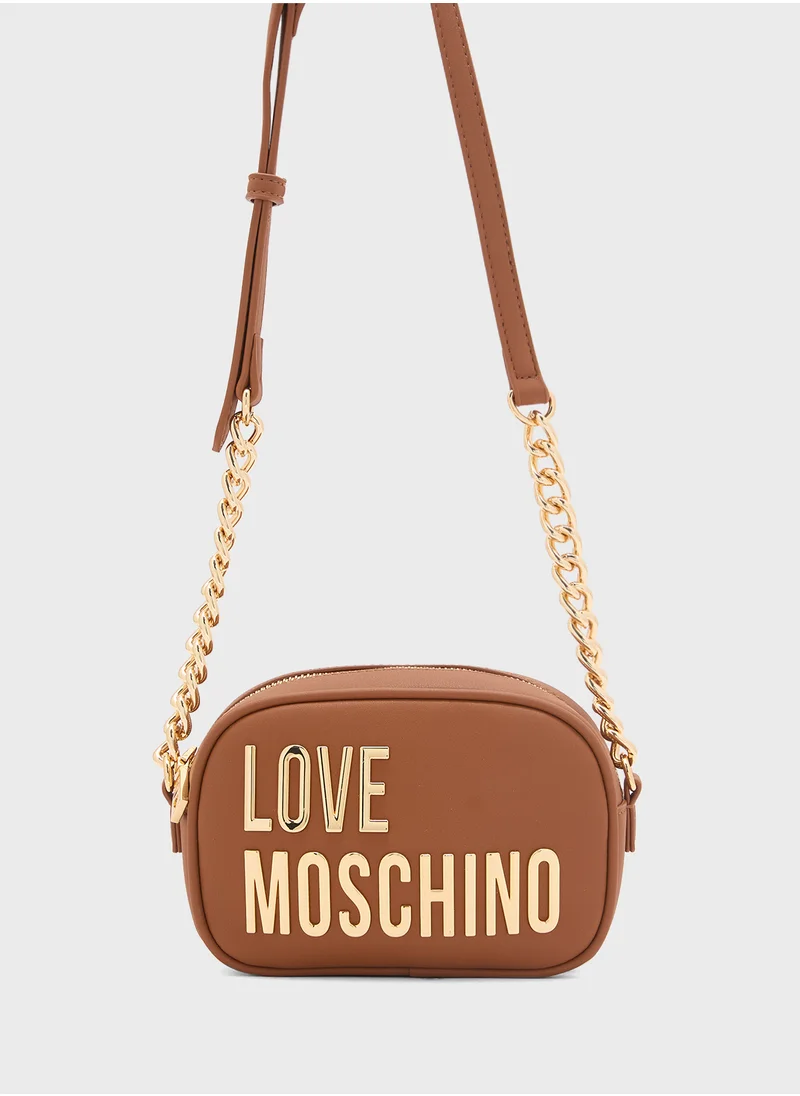 لوف موسكينو Logo Detailed Zip Over Crossbody