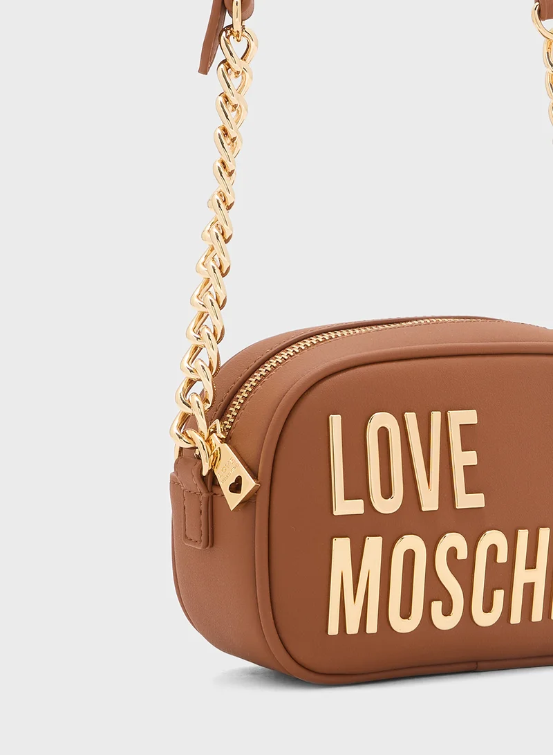 لوف موسكينو Logo Detailed Zip Over Crossbody