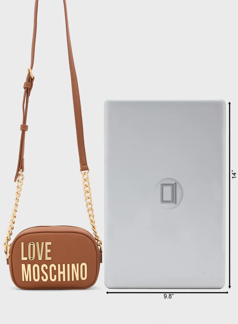 لوف موسكينو Logo Detailed Zip Over Crossbody