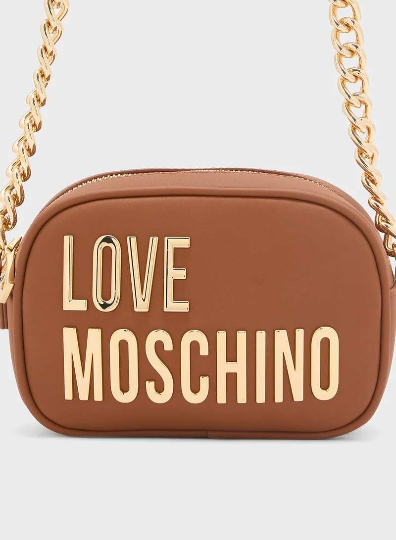 لوف موسكينو Logo Detailed Zip Over Crossbody