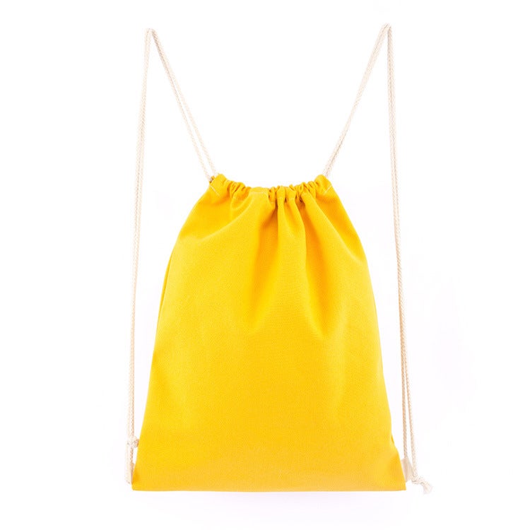 Wholesale Colorful Eco-friendly Canvas Drawstring Backpack Bright yellow; 34*39; cotton