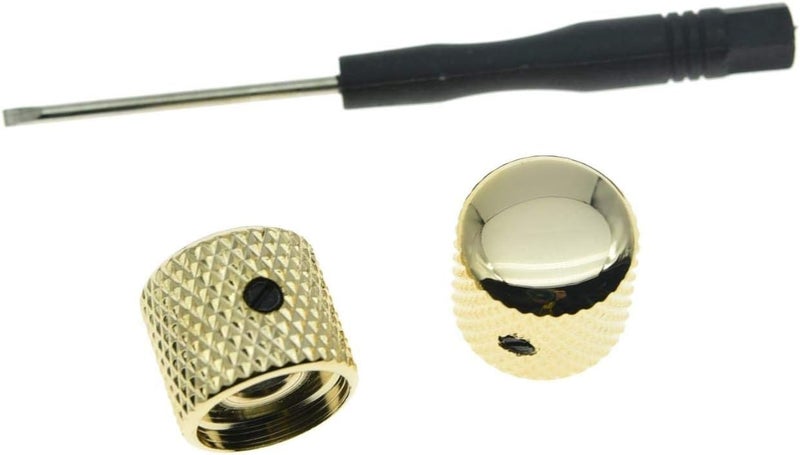 KAISH Set of 2 Gold Metal Guitar Dome Knobs Bass Knob with Set Screw for Telecaster/Tele Guitar - Image 3