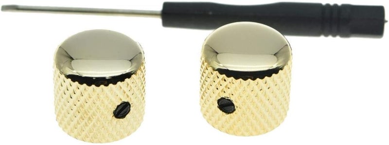 KAISH Set of 2 Gold Metal Guitar Dome Knobs Bass Knob with Set Screw for Telecaster/Tele Guitar - Image 1