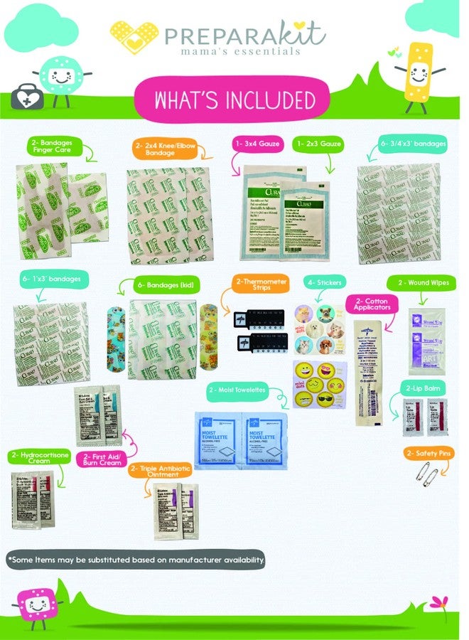 PreparaKit First Aid Kit Refill Bag - Extra Replacement First Aid Supplies, Fabric Latex Free Bandages, Ointments, Gauze, Wipes, Stickers... - Image 3