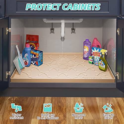 Sika deer SIKADEER 22" x 19" Under Sink Mat Waterproof, Silicone Mat Kitchen Drawer Shelf and Cabinet Liner, Sink Protector for Kitchen Organizers and Storage, Boot Tray Pet Food Mats - Image 3