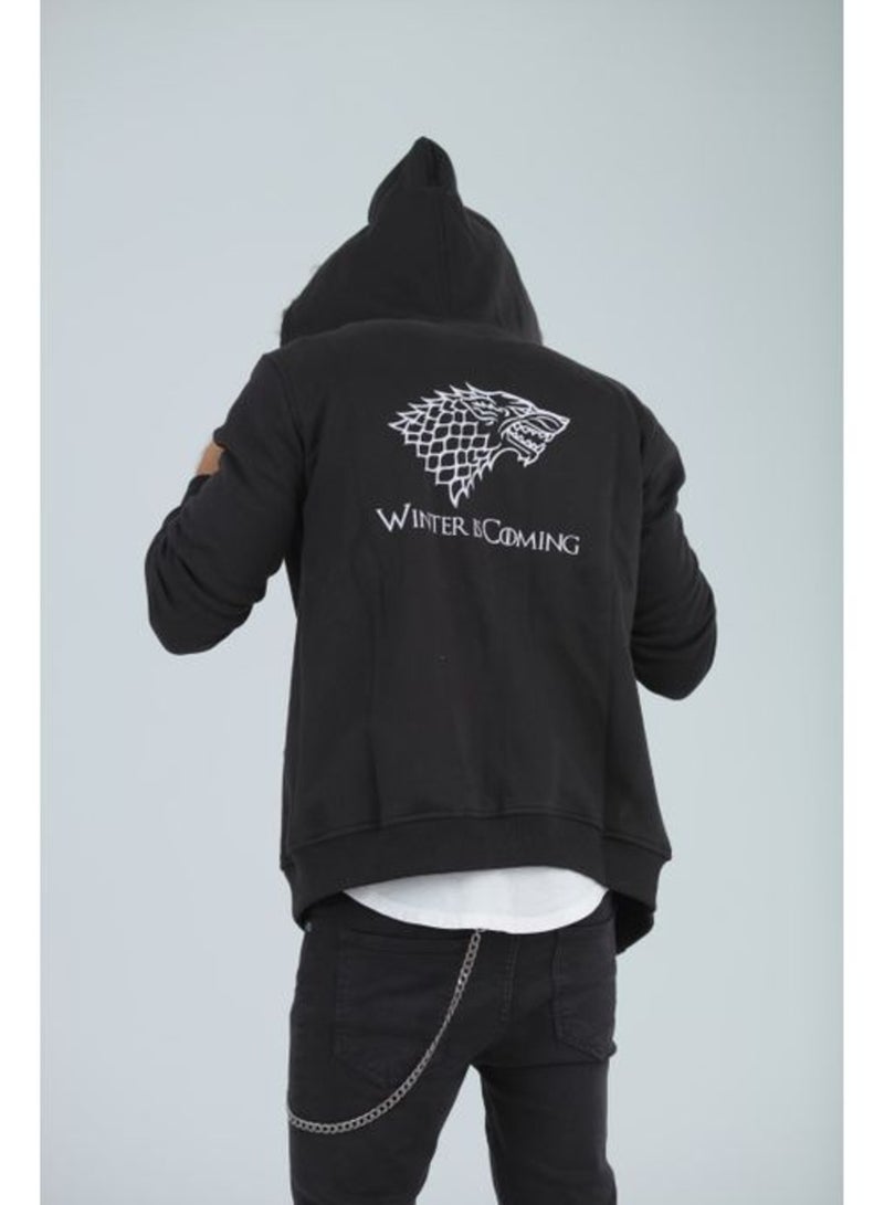 Caesar Men's front zip hoodie with print - Image 2