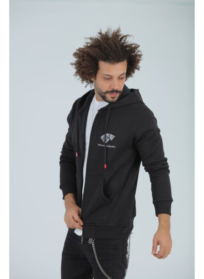 Caesar Men's front zip hoodie with print - Image 3
