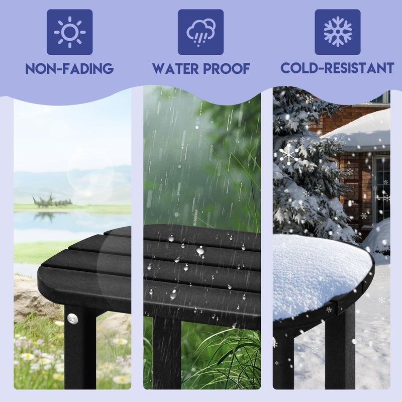LZRS Outdoor Side Table - 2-Tier Adirondack HDPE Patio End Table for Pool, Porch,Balcony & Backyard,Weather Resistance for Indoor and Outdoor use(Black) - Image 5