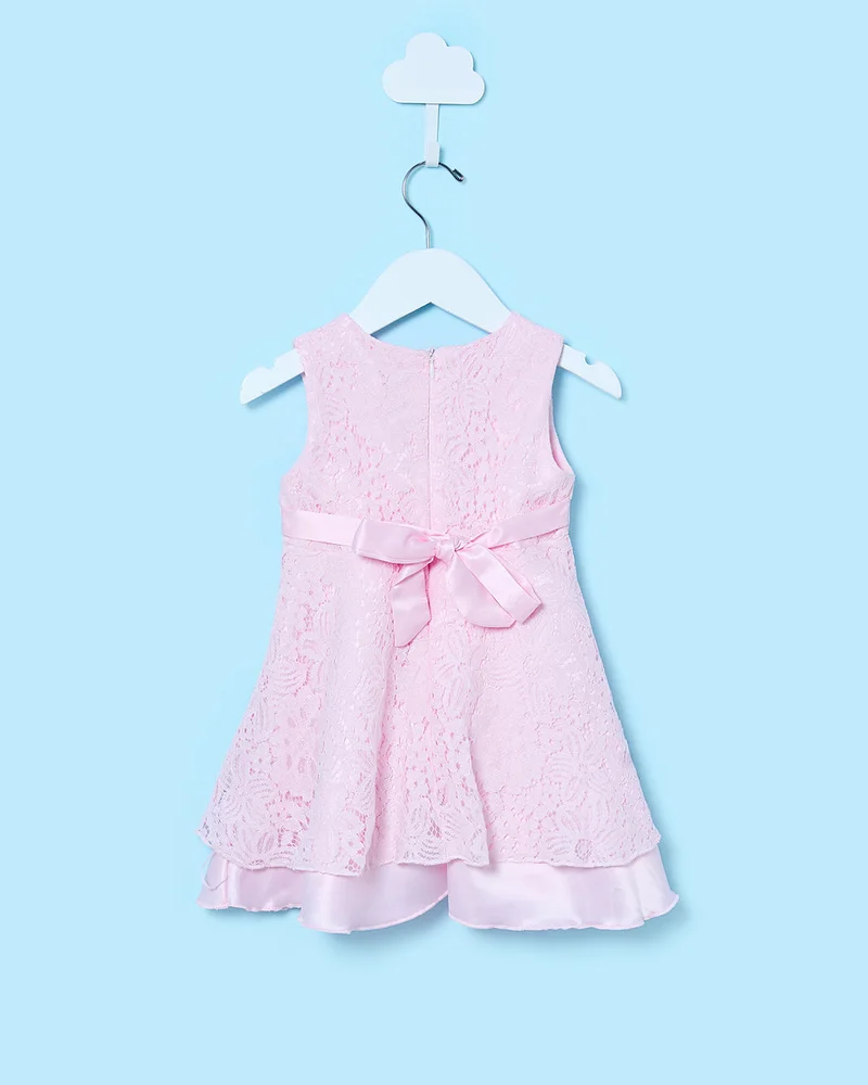 Redtag Infant Girls Pink Lace Dress
