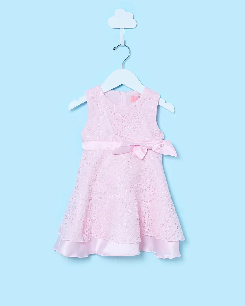 Redtag Infant Girls Pink Lace Dress