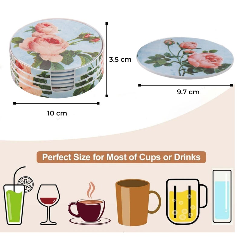 sunlife | Premium Orchid Floral Tea Coaster Set | Durable Melamine, Heat & Cold Resistant, Stain Resistant, Attractive Design | Perfect for Coffee, Tea, and Table Protection (Blue) - Image 2