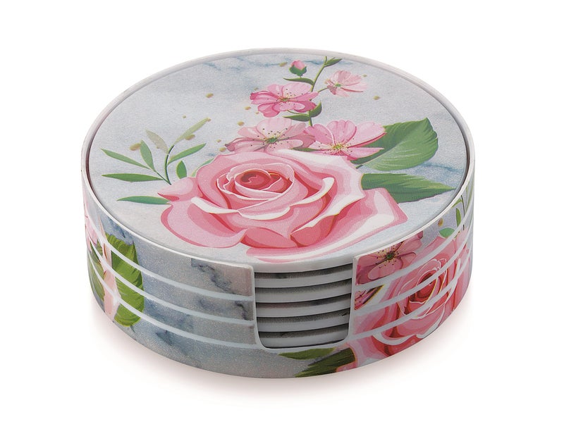 sunlife | Premium Orchid Floral Tea Coaster Set | Durable Melamine, Heat & Cold Resistant, Stain Resistant, Attractive Design | Perfect for Coffee, Tea, and Table Protection (Blue) - Image 4