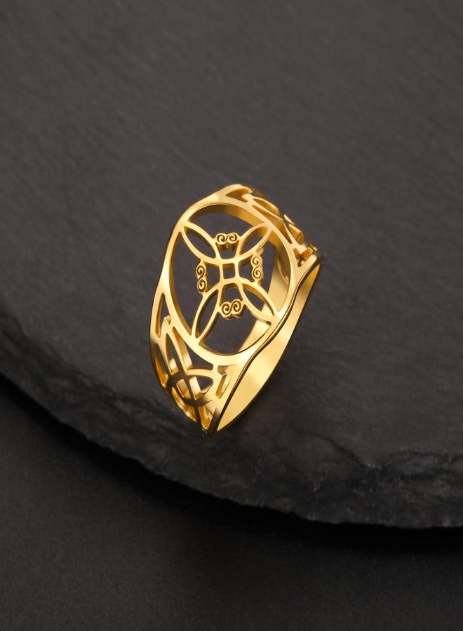 TEAMER Witches Knot Ring - Stainless Steel Celtic Knot Amulet - Gold, 10 - Image 3