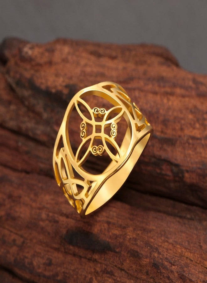 TEAMER Witches Knot Ring - Stainless Steel Celtic Knot Amulet - Gold, 10 - Image 4