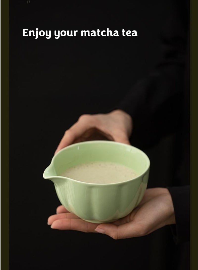 JOYYE 4-piece Japanese Matcha Set, Ceramic Matcha Bowl with pouring spout+Whisk Holder+Bamboo Whisk+Spoon,for Traditional Tea Ceremony-Coarse Ceramic Perfect Handmade Matcha Kit to Prepare Traditional Matcha Tea, 100% Natural Matcha Gift Kit (Pink) - Image 5
